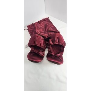 Red Satin Ballet‎ Slippers Travel Foldable Shoes w/ Bag Womens M 7-8